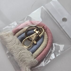 Multicolor Woven Keychain with Gold Clasp
